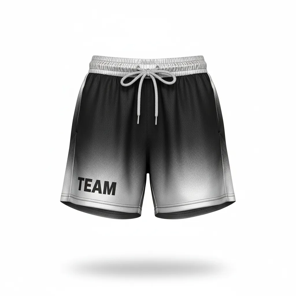 Custom Volleyball Athletic Shorts - Black, Silver - Athletic Shorts Metallic Fade - Front View - HAMCO Sports Inc.