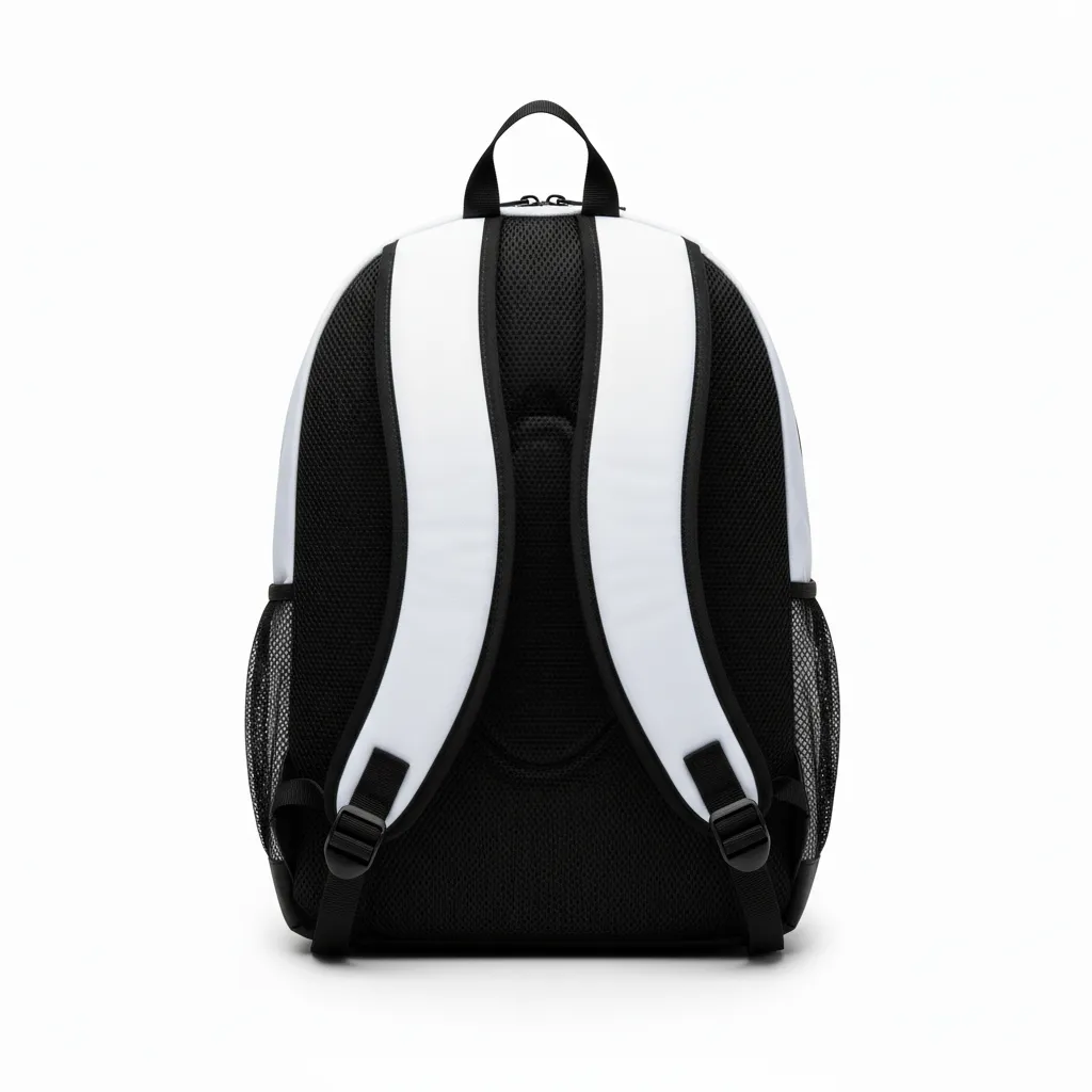 Custom Volleyball Backpack - Black, White - Team Backpack Half And Half - Back View - HAMCO Sports Inc.