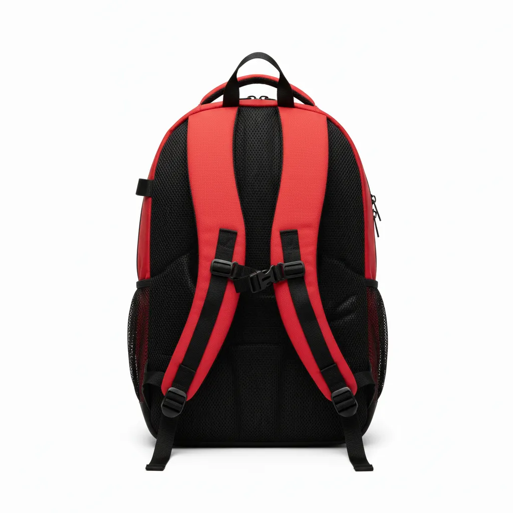 Custom Volleyball Backpack - Red, Black - Team Backpack Cardinal Slash Design - Back View - HAMCO Sports Inc.