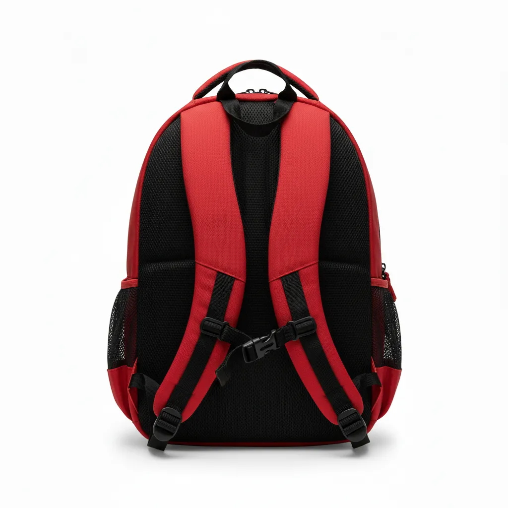 Custom Volleyball Backpack - Red, White - Team Backpack Cardinal Minimalist Accent - Back View - HAMCO Sports Inc.