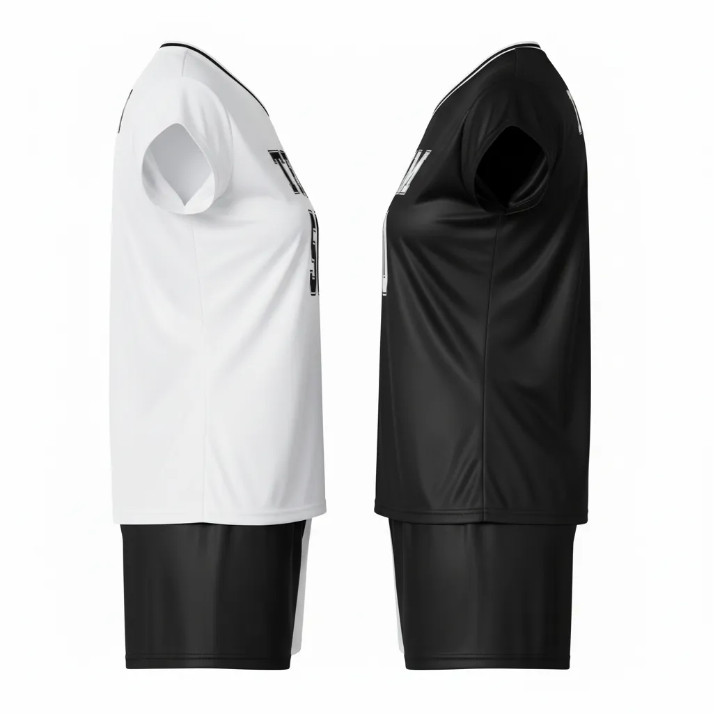 Custom Volleyball Cap Sleeve Volleyball Uniform - Black, White - Cap Sleeve Uniform Half And Half - Side View - HAMCO Sports Inc.