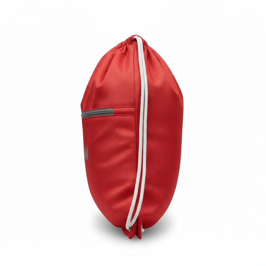 Custom Volleyball Cinch Bag - Red, Grey - Cinch Bag Athletic Tech Pattern - Side View - HAMCO Sports Inc.