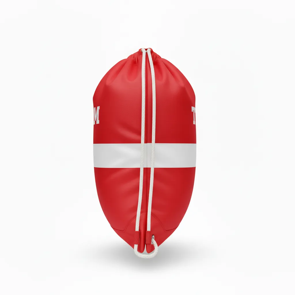 Custom Volleyball Cinch Bag - Red, White - Cinch Bag Athletic Racing Stripe - Side View - HAMCO Sports Inc.