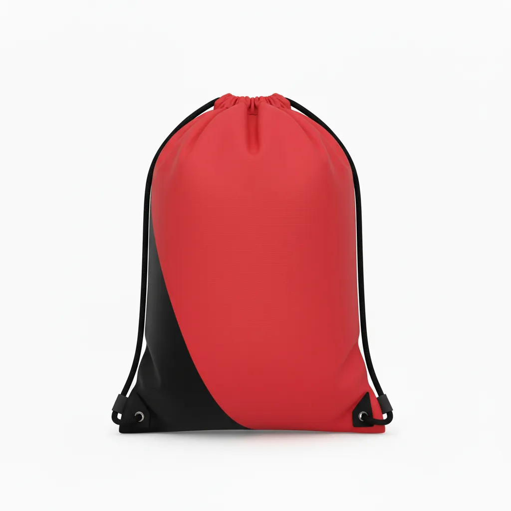 Custom Volleyball Cinch Bag - Red, Black - Cinch Bag Cardinal Slash Design - Back View - HAMCO Sports Inc.