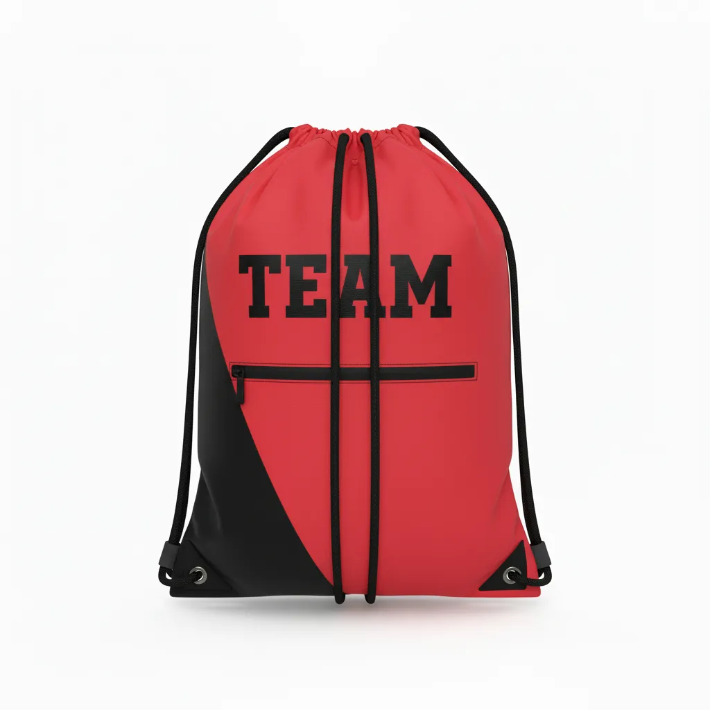 Custom Volleyball Cinch Bag - Red, Black - Cinch Bag Cardinal Slash Design - Front View - HAMCO Sports Inc.