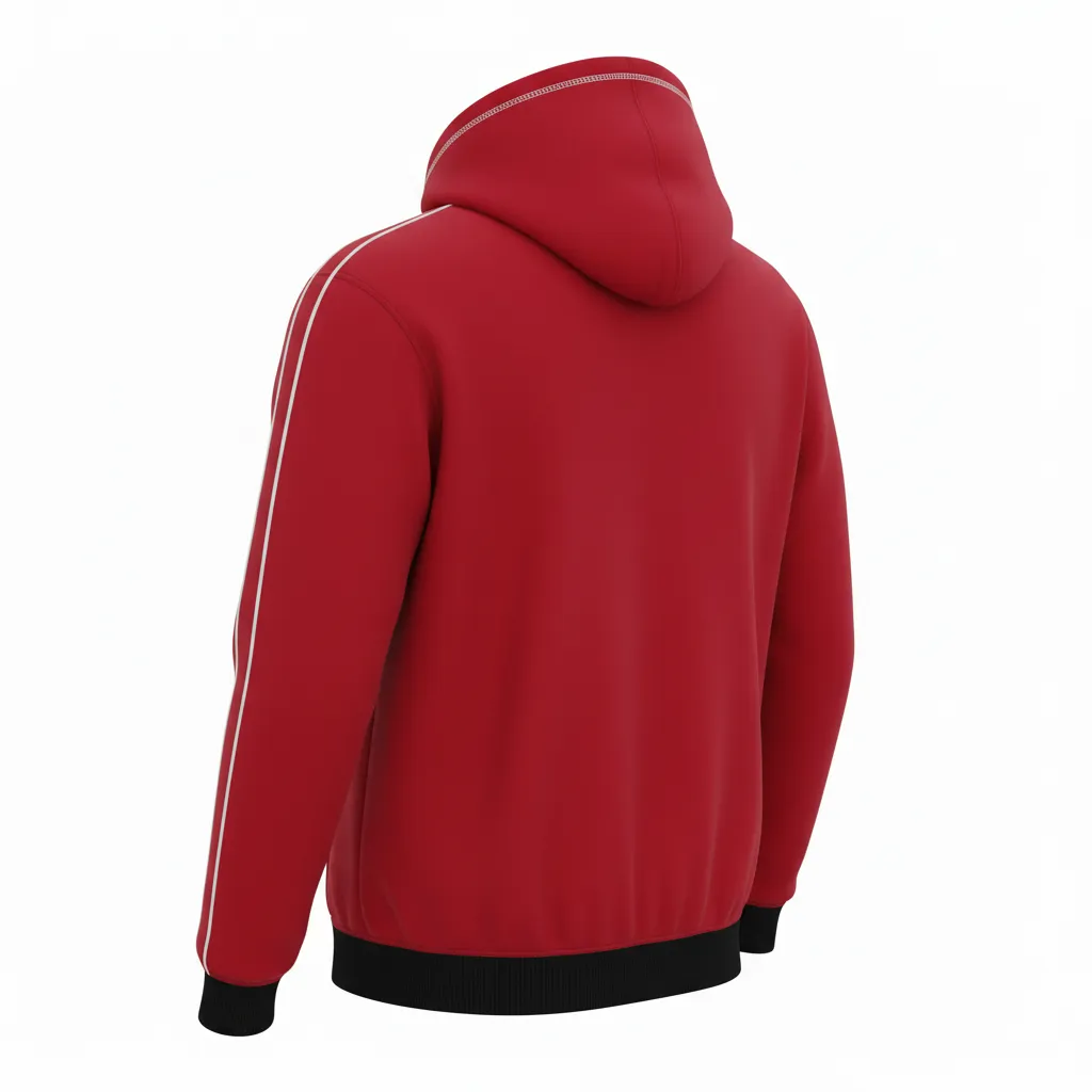 Custom Volleyball Full Zip Hoodie - Red, White - Full Zip Hoodie Cardinal Minimalist Accent - Back View - HAMCO Sports Inc.