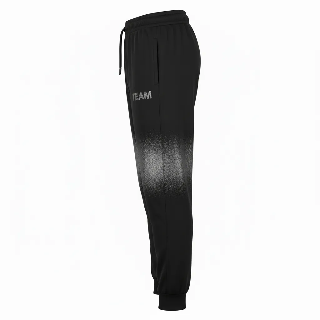 Custom Volleyball Jogger Pant - Black, Silver - Joggers Metallic Fade - Side View - HAMCO Sports Inc.