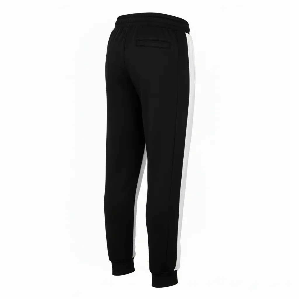 Custom Volleyball Jogger Pant - Black, White - Joggers Half And Half - Back View - HAMCO Sports Inc.
