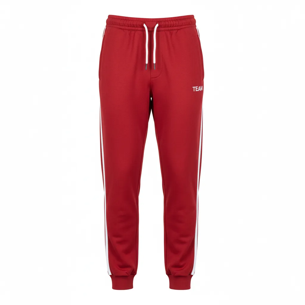 Custom Volleyball Jogger Pant - Red, White - Joggers Cardinal Minimalist Accent - Front View - HAMCO Sports Inc.