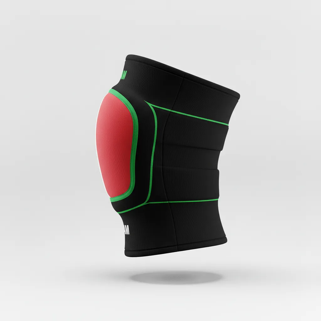 Custom Volleyball Knee Pads - Red, White - Knee Pads Athletic Racing Stripe - Side View - HAMCO Sports Inc.