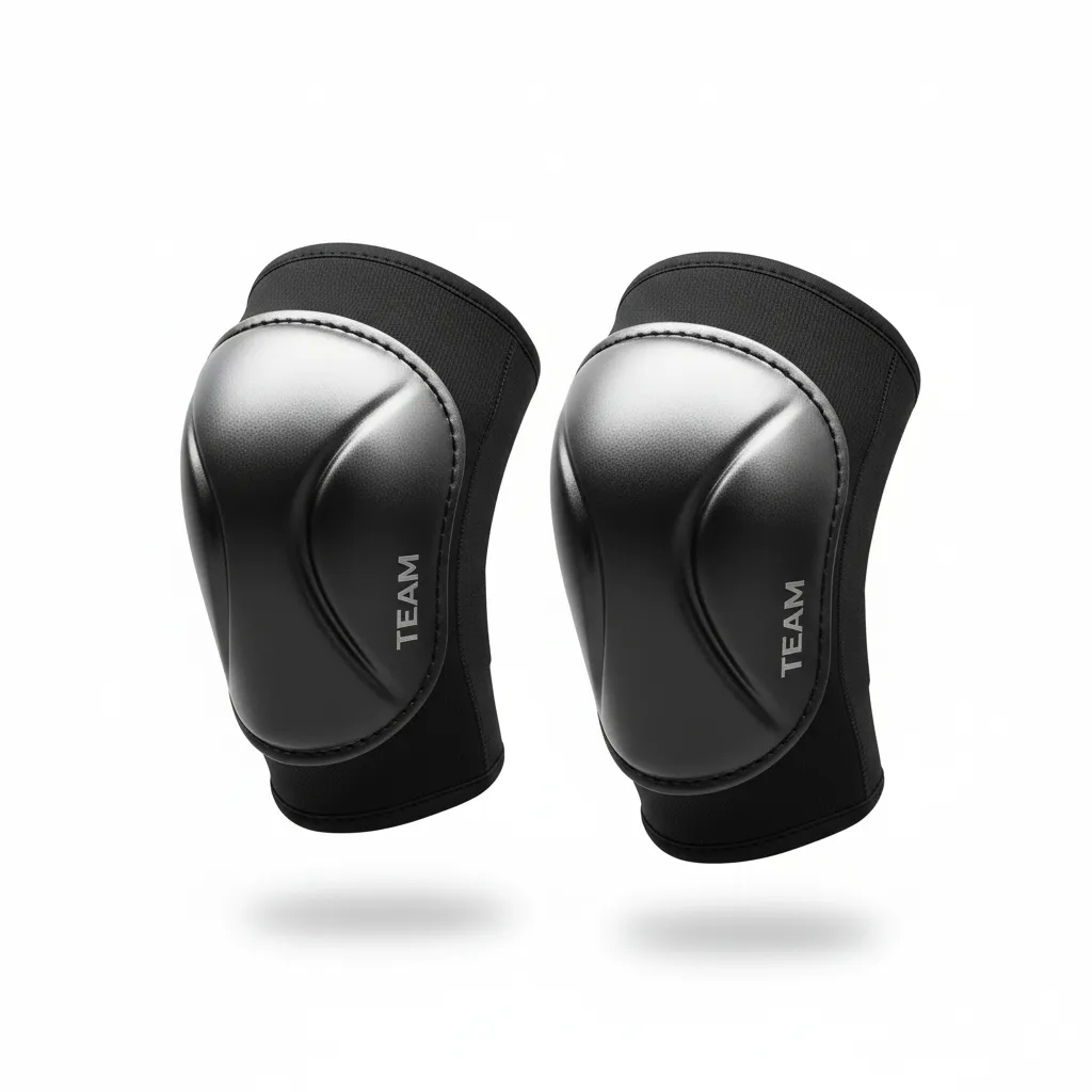 Custom Volleyball Knee Pads - Black, Silver - Knee Pads Metallic Fade - Front View - HAMCO Sports Inc.