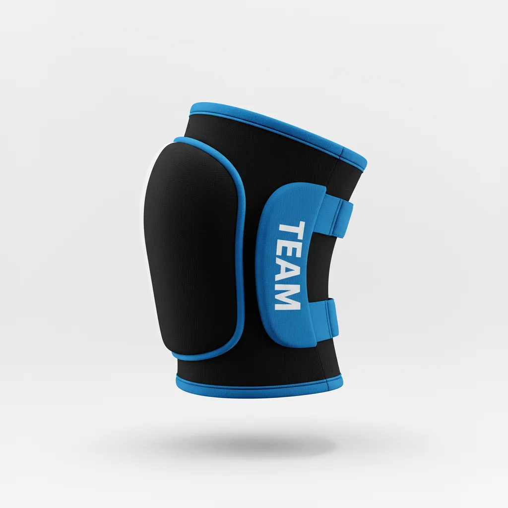 Custom Volleyball Knee Pads - Black, White - Knee Pads Half And Half - Side View - HAMCO Sports Inc.