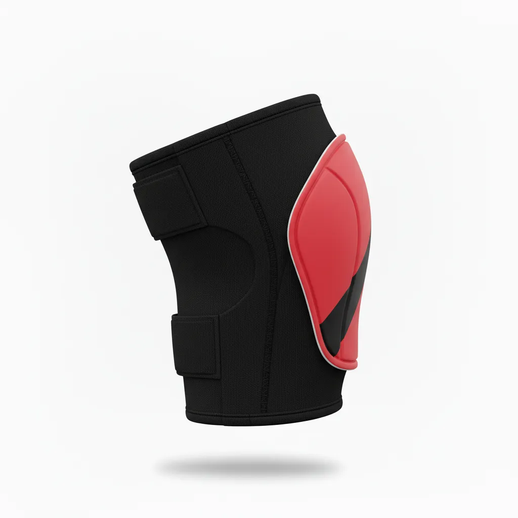 Custom Volleyball Knee Pads - Red, Black - Knee Pads Cardinal Slash Design - Side View - HAMCO Sports Inc.