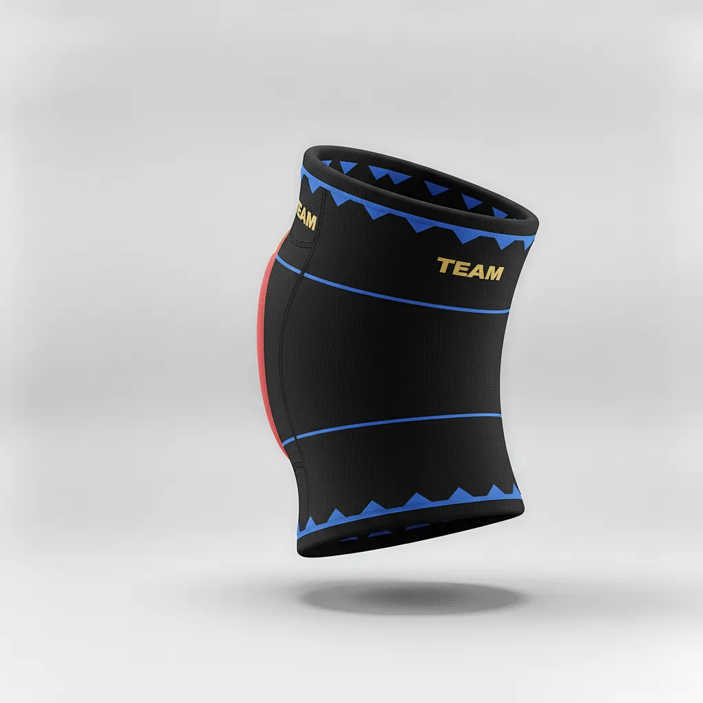 Custom Volleyball Knee Pads - Red, Gold - Knee Pads Cardinal Vegas Warrior Stripe - Back View - HAMCO Sports Inc.