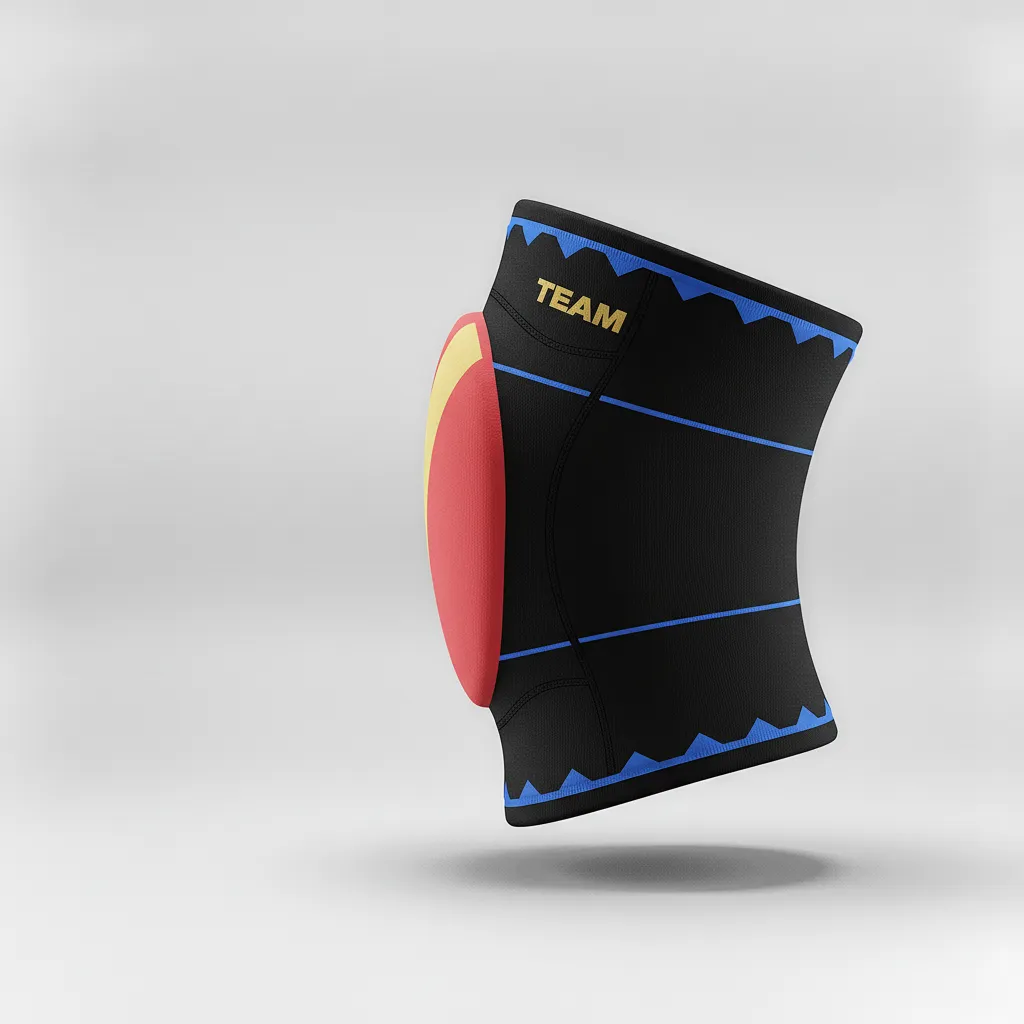 Custom Volleyball Knee Pads - Red, Gold - Knee Pads Cardinal Vegas Warrior Stripe - Side View - HAMCO Sports Inc.