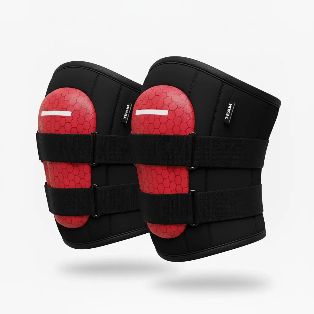 Custom Volleyball Knee Pads - Red, White - Knee Pads Cardinal Minimalist Accent - Front View - HAMCO Sports Inc.