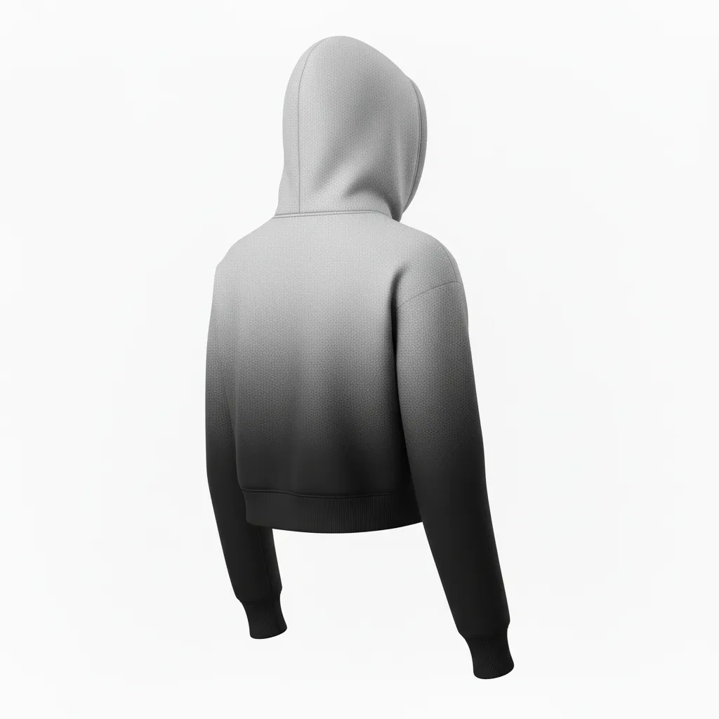 Custom Volleyball Pullover Hoodie - Black, Silver - Crop Hoodie Metallic Fade - Back View - HAMCO Sports Inc.