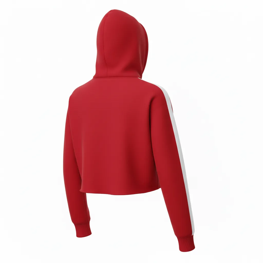 Custom Volleyball Pullover Hoodie - Red, White - Crop Hoodie Cardinal Minimalist Accent - Back View - HAMCO Sports Inc.