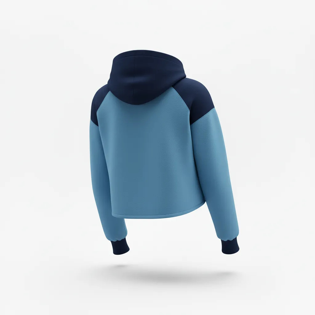 Custom Volleyball Pullover Hoodie - Blue, Navy - Crop Hoodie Columbia Color Block - Back View - HAMCO Sports Inc.