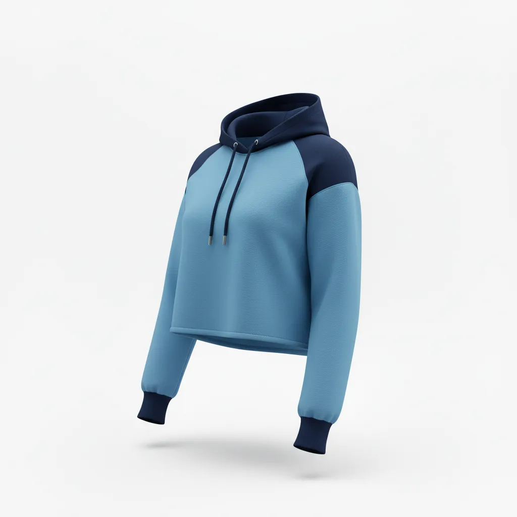 Custom Volleyball Pullover Hoodie - Blue, Navy - Crop Hoodie Columbia Color Block - Side View - HAMCO Sports Inc.