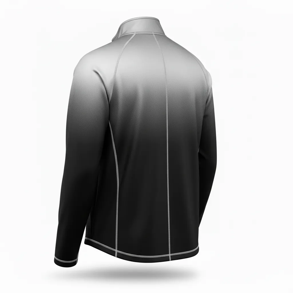 Custom Volleyball Quarter Zip Pullover - Black, Silver - Quarter Zip Pullover Metallic Fade - Back View - HAMCO Sports Inc.