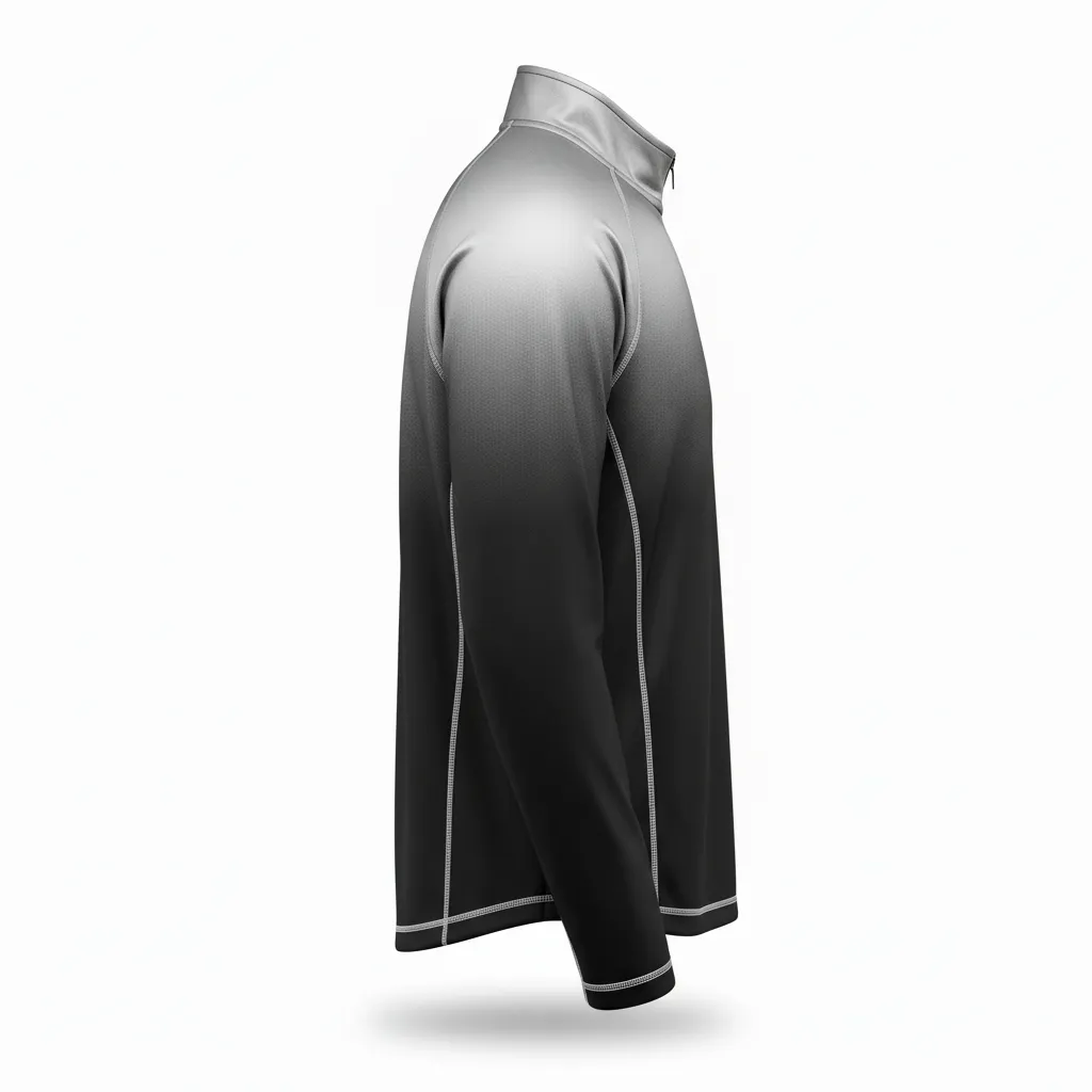 Custom Volleyball Quarter Zip Pullover - Black, Silver - Quarter Zip Pullover Metallic Fade - Side View - HAMCO Sports Inc.
