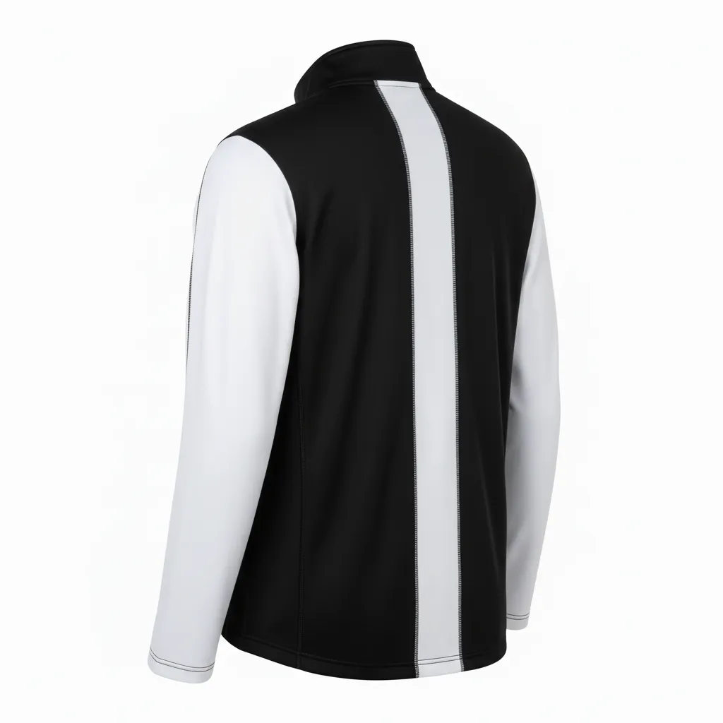 Custom Volleyball Quarter Zip Pullover - Black, White - Quarter Zip Pullover Half And Half - Back View - HAMCO Sports Inc.