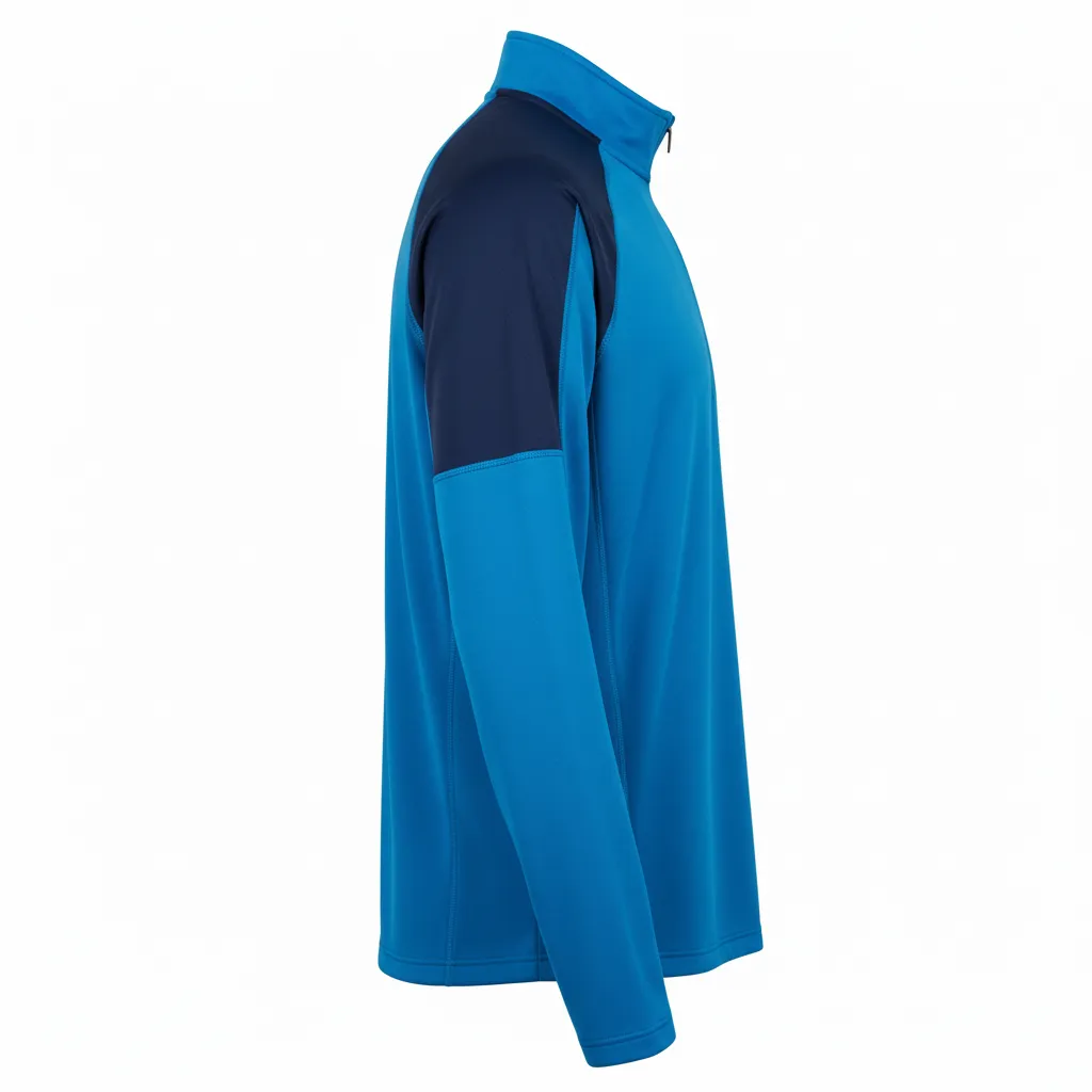 Custom Volleyball Quarter Zip Pullover - Blue, Navy - Quarter Zip Pullover Columbia Color Block - Side View - HAMCO Sports Inc.