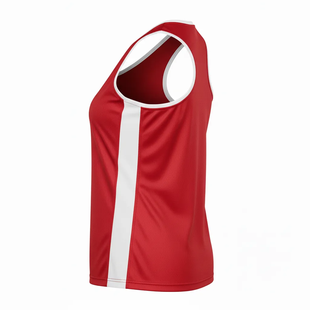 Custom Volleyball Racerback Tanktop Jersey - Red, White - Racerback Jersey Cardinal Minimalist Accent - Back View - HAMCO Sports Inc.