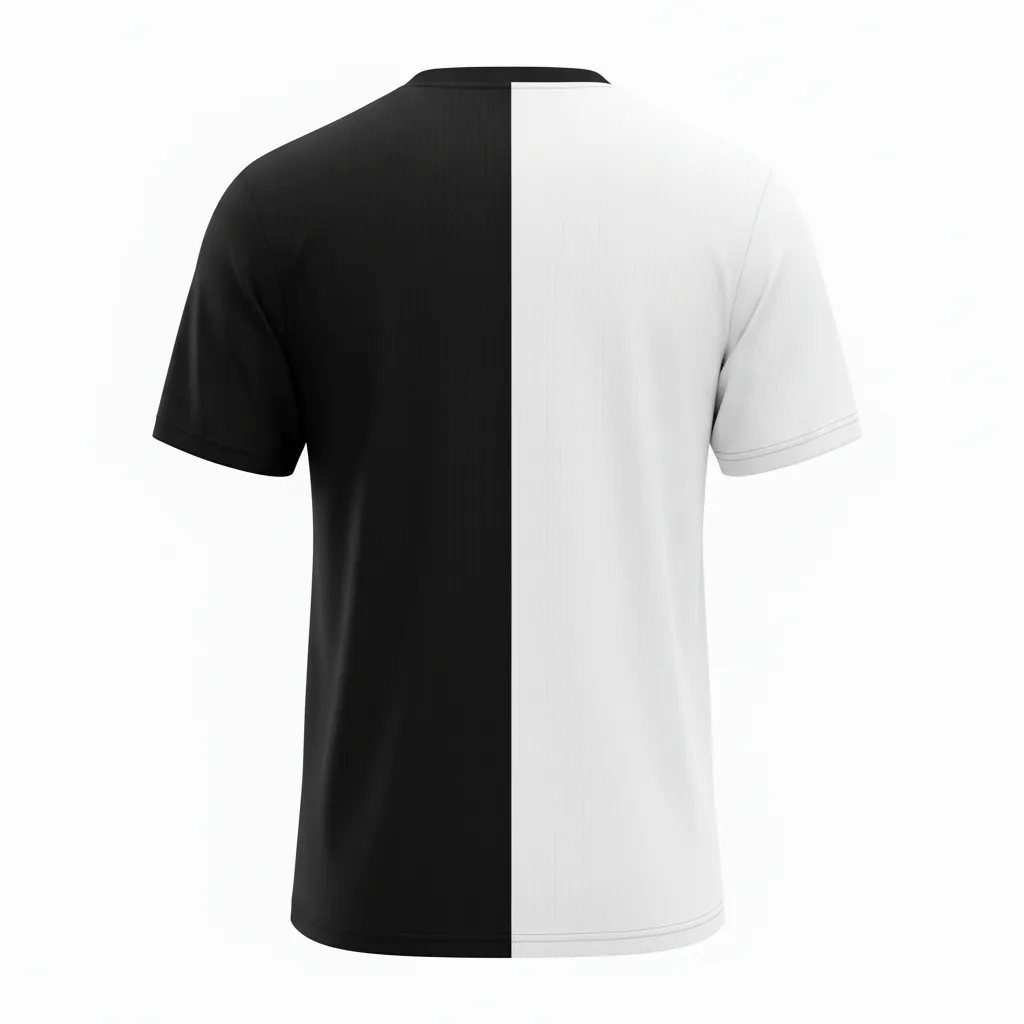 Custom Volleyball Short Sleeve Volleyball Jersey - Black, White - Short Sleeve Jersey Half And Half - Back View - HAMCO Sports Inc.