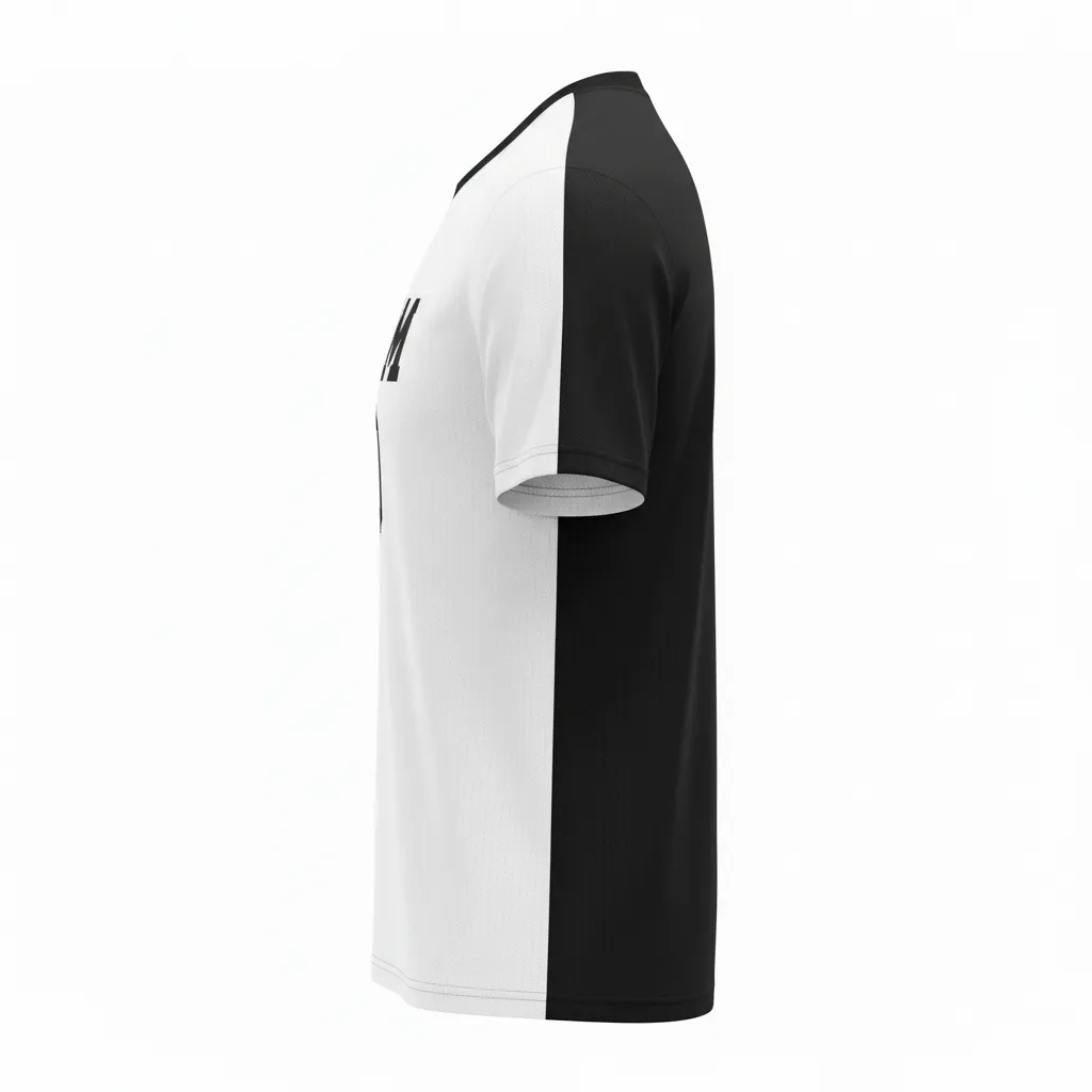 Custom Volleyball Short Sleeve Volleyball Jersey - Black, White - Short Sleeve Jersey Half And Half - Side View - HAMCO Sports Inc.