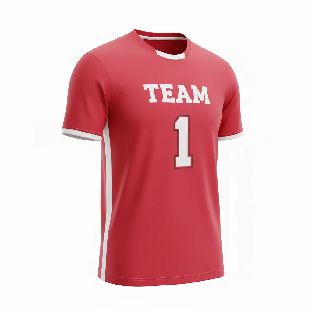 Custom Volleyball Short Sleeve Volleyball Jersey - Red, White - Short Sleeve Jersey Cardinal Minimalist Accent - Front View - HAMCO Sports Inc.