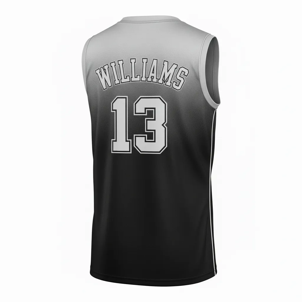 Custom Volleyball Sleeveless Jersey - Black, Silver - Sleeveless Jersey Metallic Fade - Back View - HAMCO Sports Inc.