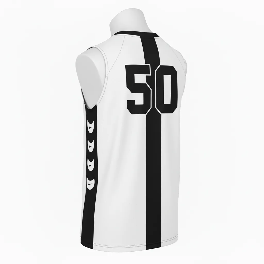 Custom Volleyball Sleeveless Jersey - Black, White - Sleeveless Jersey Half And Half - Back View - HAMCO Sports Inc.