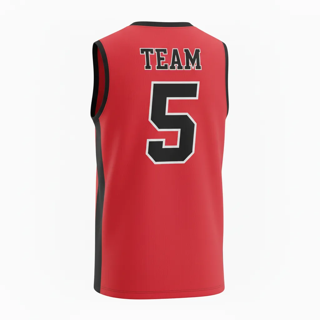Custom Volleyball Sleeveless Jersey - Red, Black - Sleeveless Jersey Cardinal Slash Design - Back View - HAMCO Sports Inc.