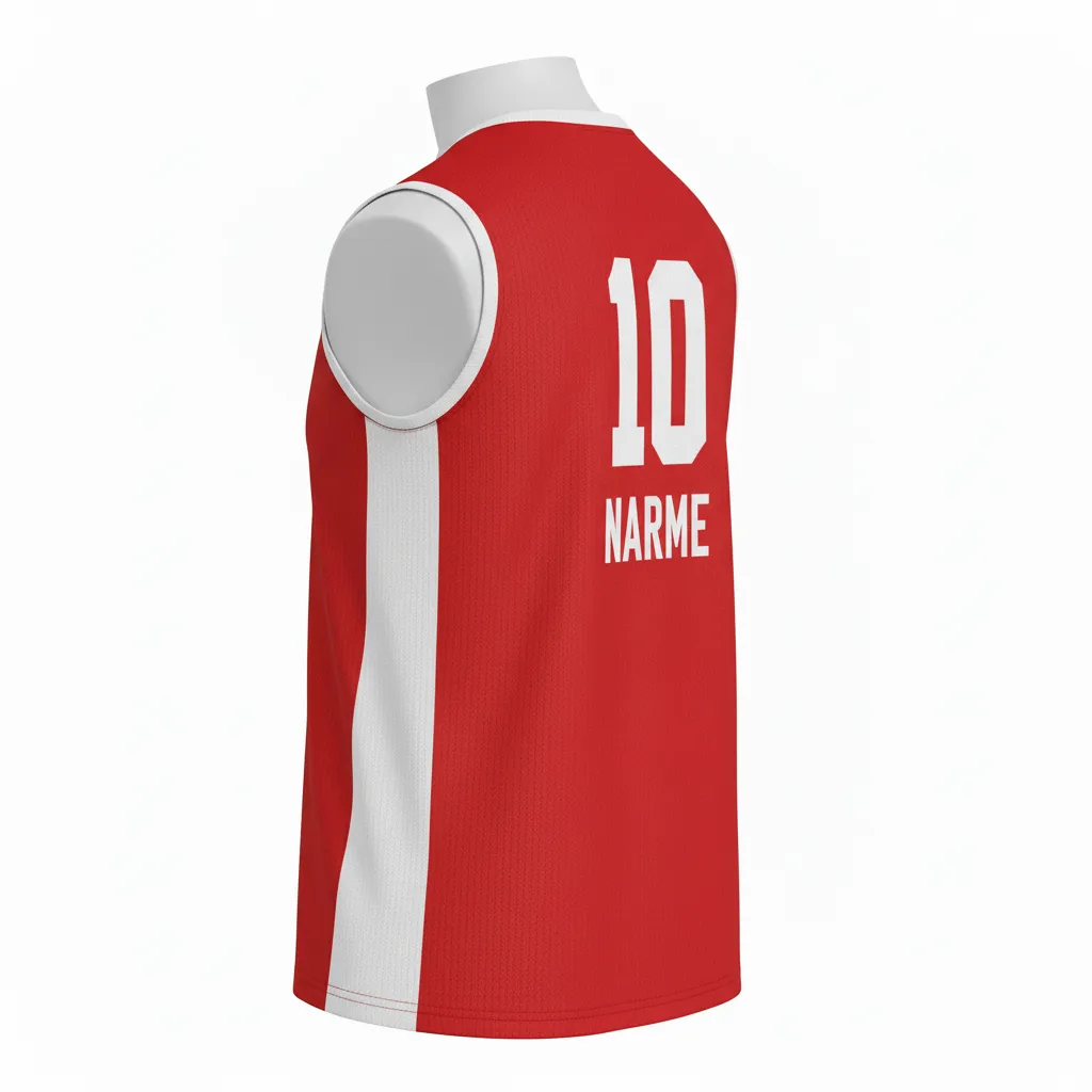 Custom Volleyball Sleeveless Jersey - Red, White - Sleeveless Jersey Cardinal Minimalist Accent - Back View - HAMCO Sports Inc.