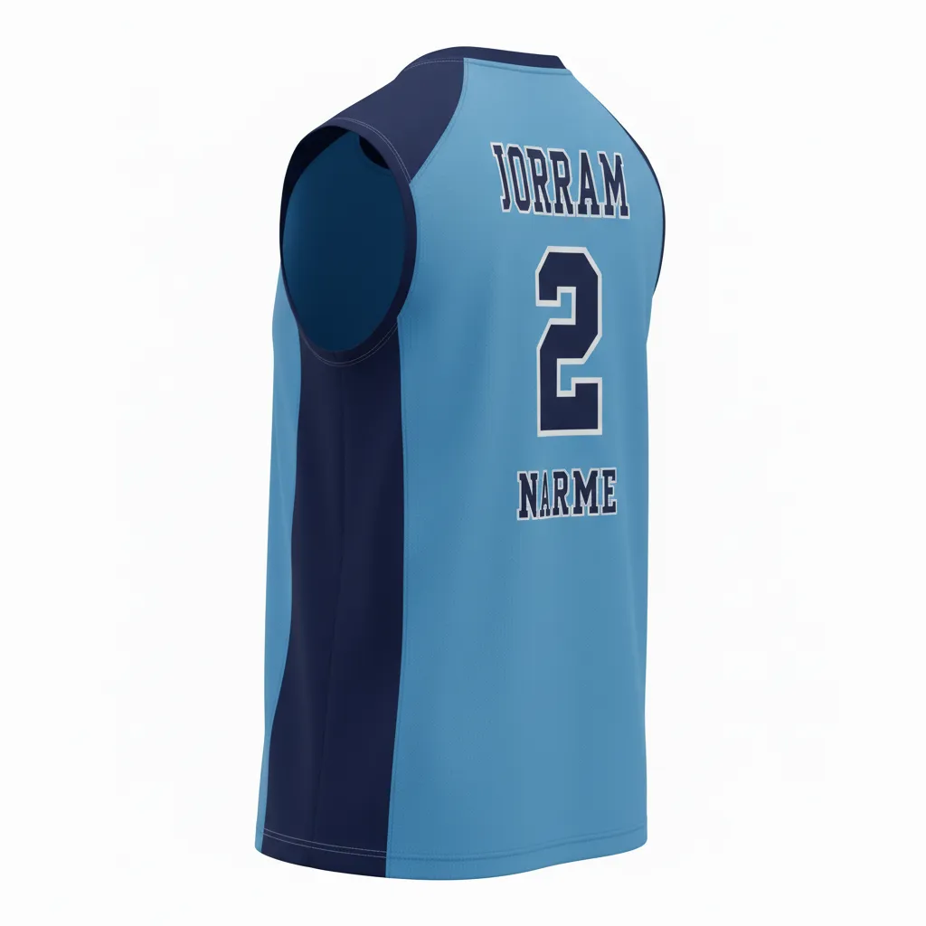 Custom Volleyball Sleeveless Jersey - Blue, Navy - Sleeveless Jersey Columbia Color Block - Back View - HAMCO Sports Inc.