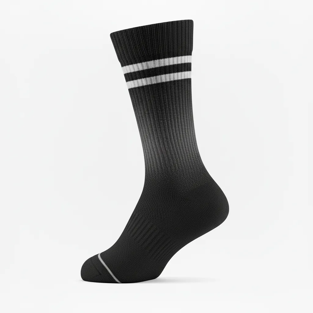Custom Volleyball Socks - Black, Silver - Crew Socks Metallic Fade - Back View - HAMCO Sports Inc.