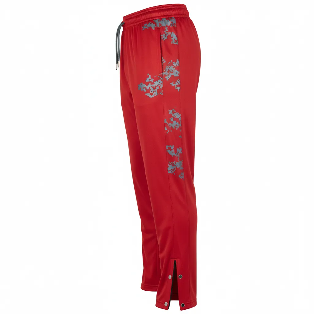 Custom Volleyball Sweat Pant - Red, Grey - Warmup Pants Athletic Camo Pattern - Side View - HAMCO Sports Inc.
