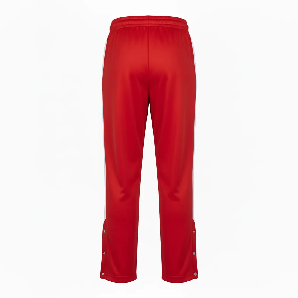 Custom Volleyball Sweat Pant - Red, White - Warmup Pants Athletic Racing Stripe - Back View - HAMCO Sports Inc.