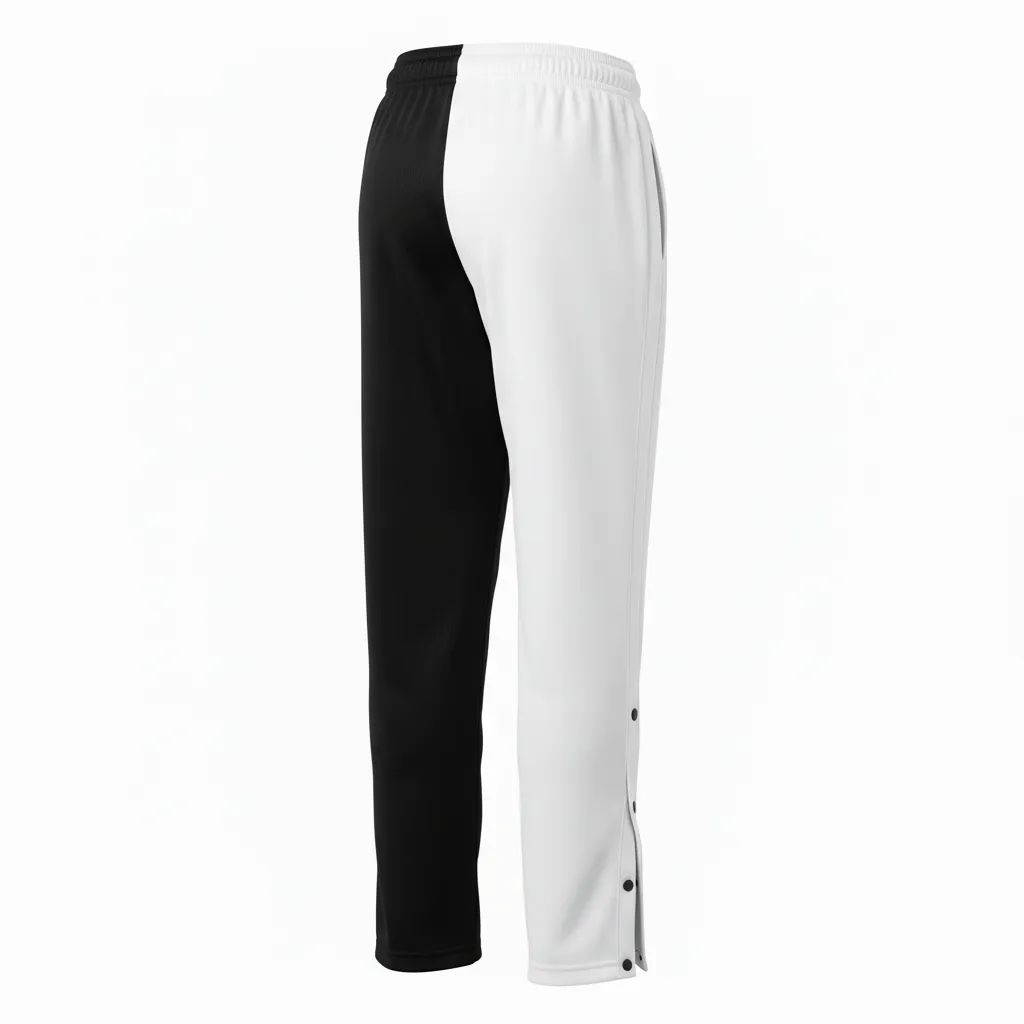 Custom Volleyball Sweat Pant - Black, White - Warmup Pants Half And Half - Back View - HAMCO Sports Inc.