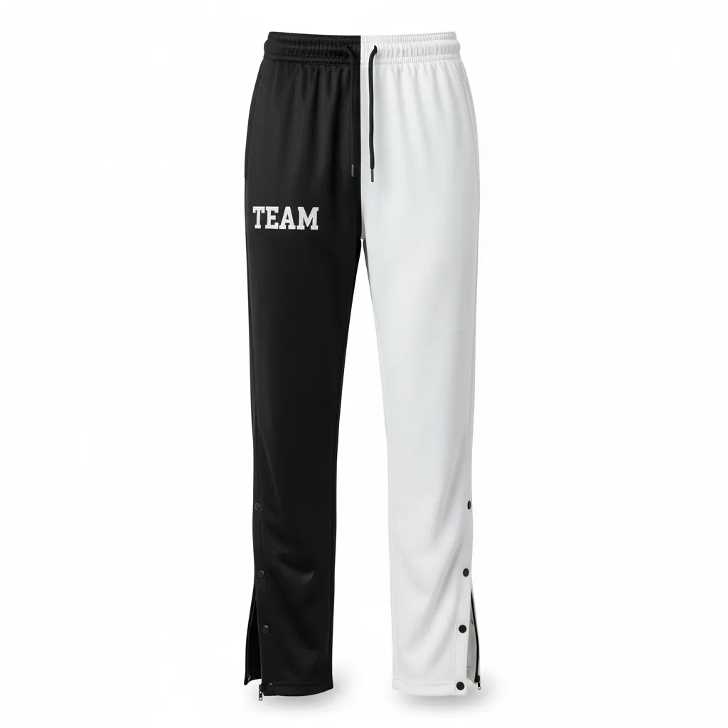 Custom Volleyball Sweat Pant - Black, White - Warmup Pants Half And Half - Front View - HAMCO Sports Inc.
