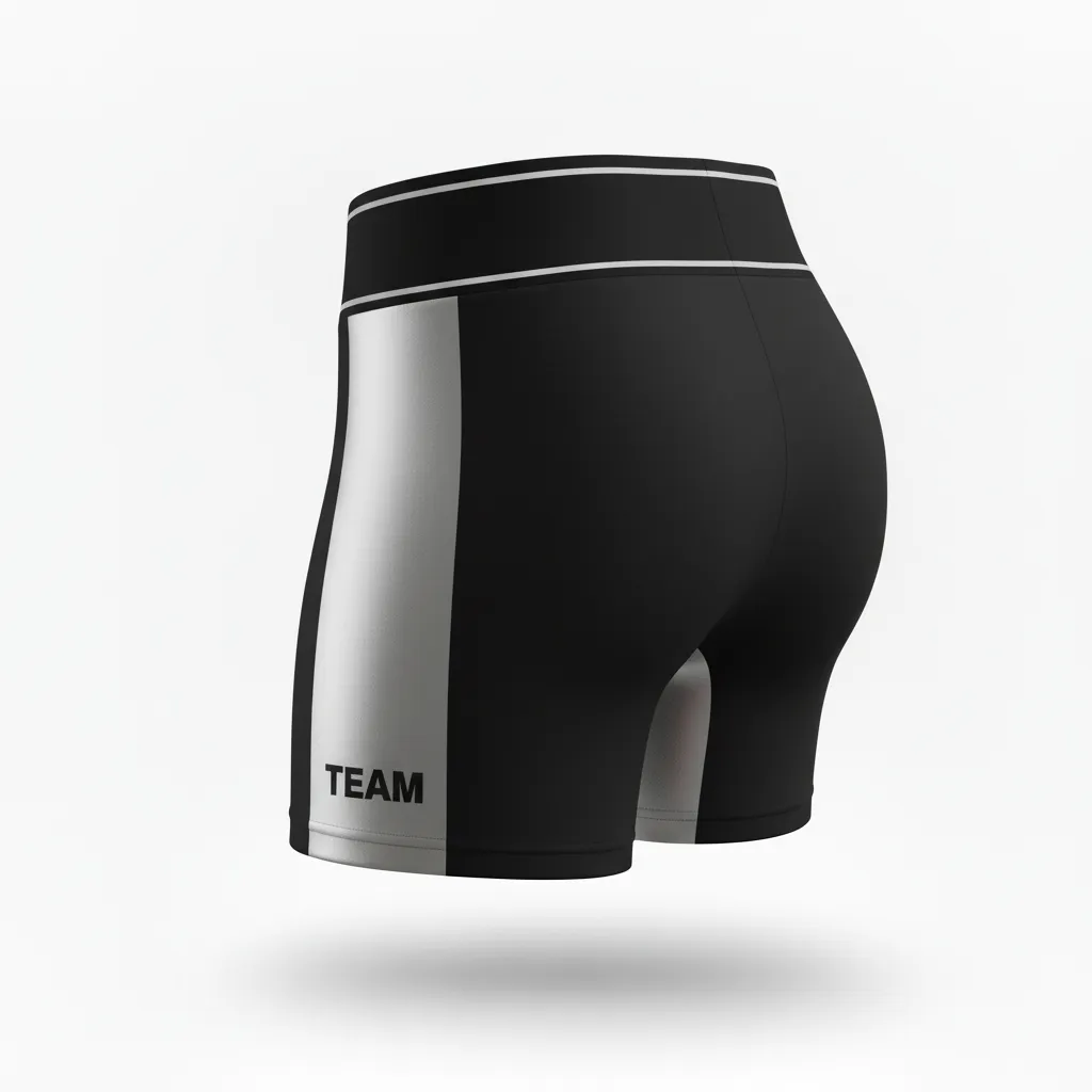 Custom Volleyball Volleyball Competition Shorts - Black, Silver - Competition Shorts Metallic Fade - Side View - HAMCO Sports Inc.