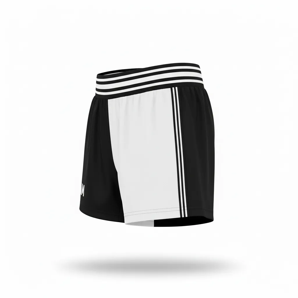 Custom Volleyball Volleyball Competition Shorts - Black, White - Competition Shorts Half And Half - Side View - HAMCO Sports Inc.
