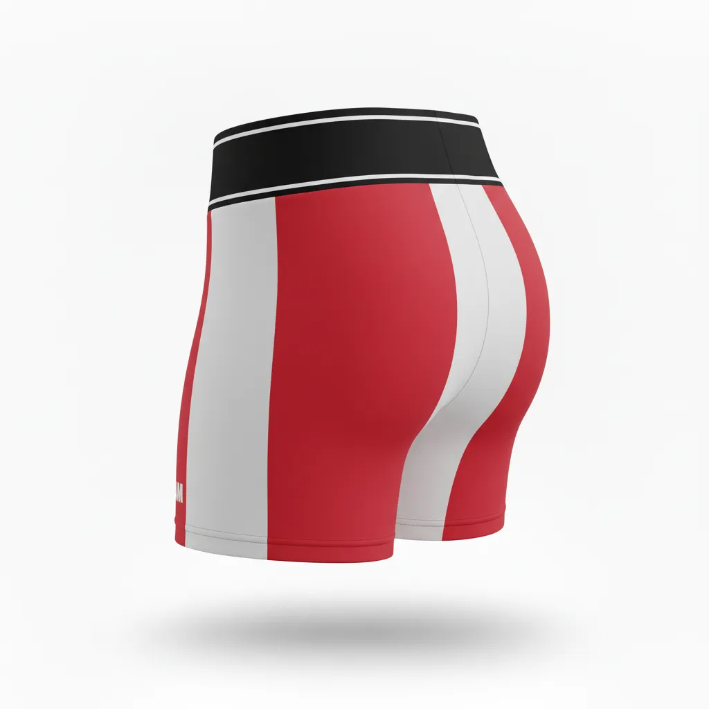 Custom Volleyball Volleyball Competition Shorts - Red, White - Competition Shorts Cardinal Minimalist Accent - Back View - HAMCO Sports Inc.