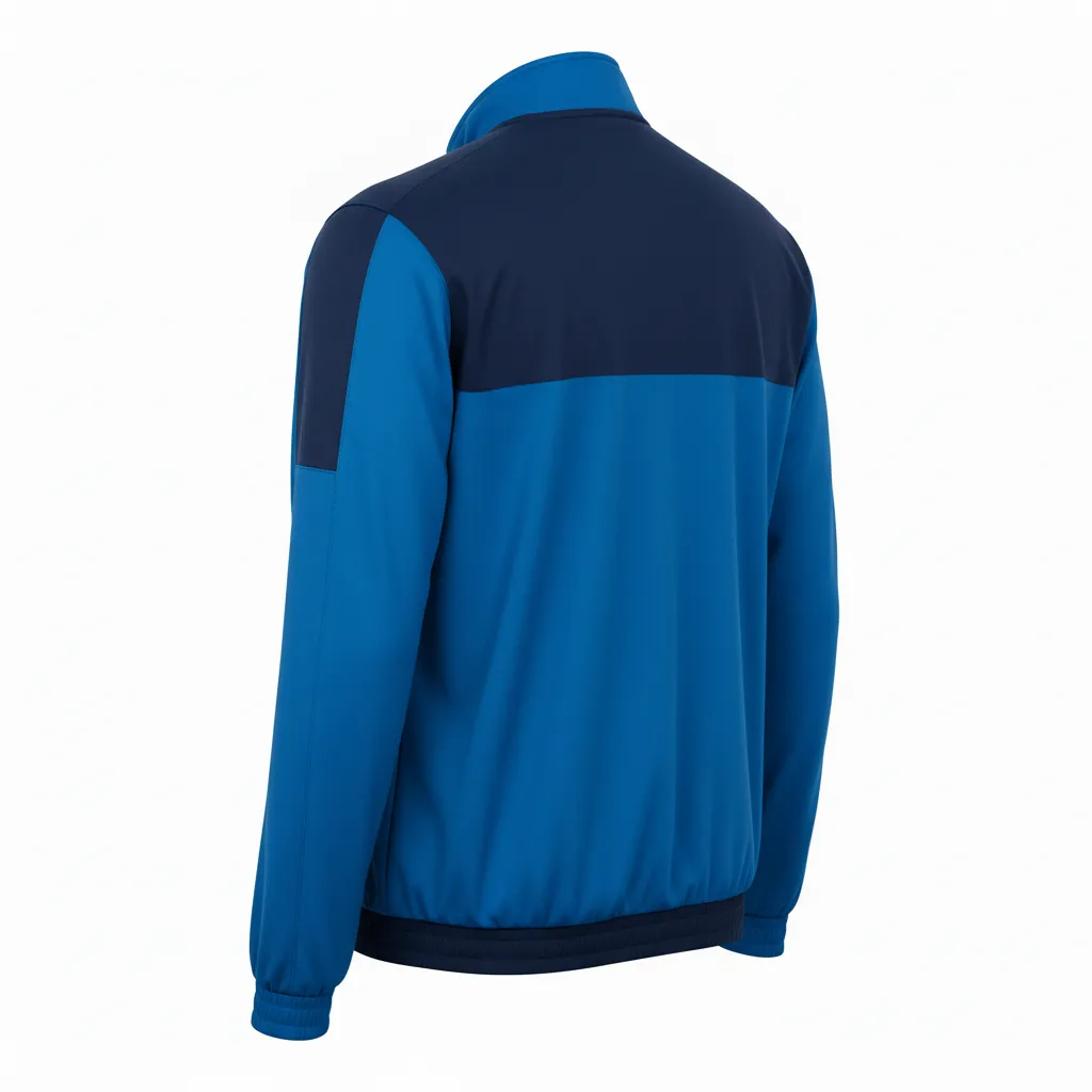Custom Volleyball Warm Up Jacket - Blue, Navy - Warmup Jacket Columbia Color Block - Back View - HAMCO Sports Inc.