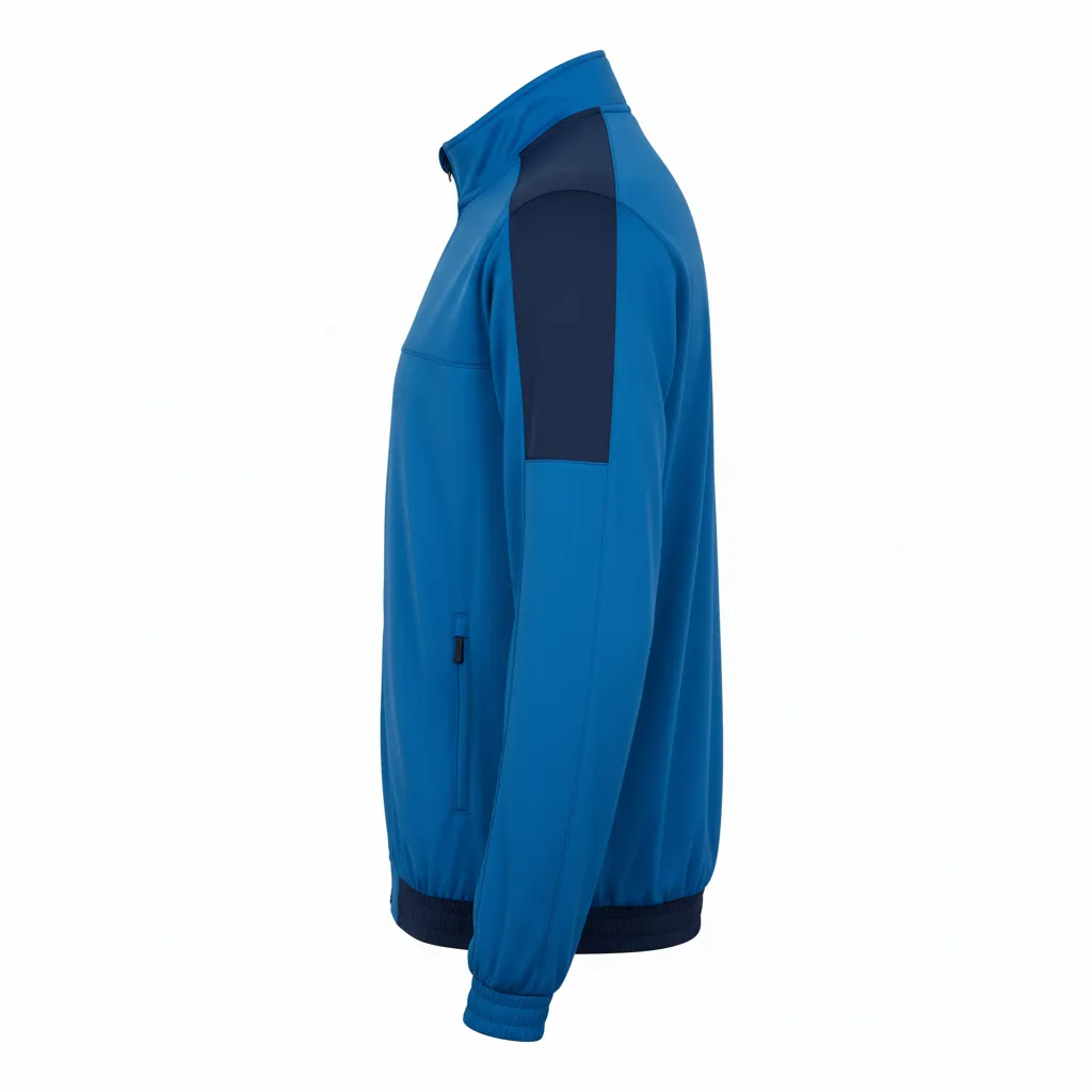 Custom Volleyball Warm Up Jacket - Blue, Navy - Warmup Jacket Columbia Color Block - Side View - HAMCO Sports Inc.