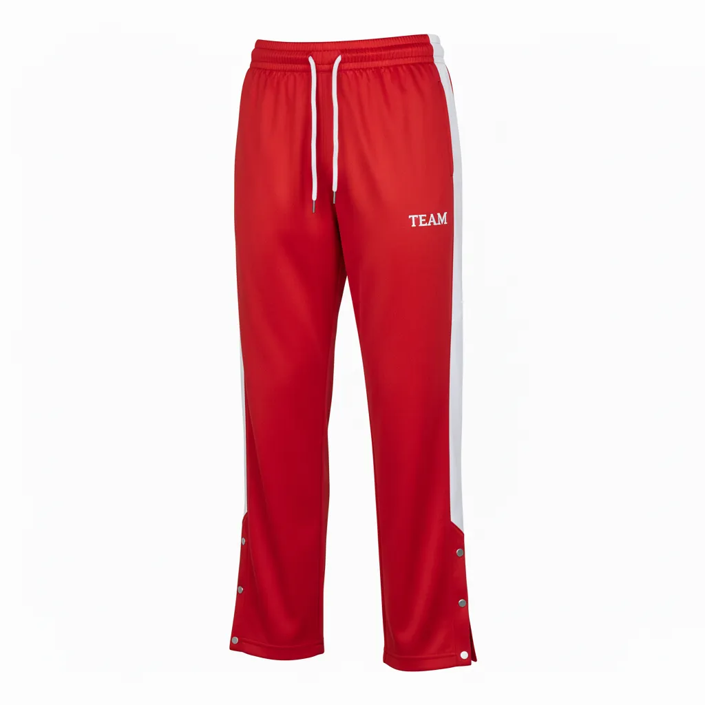 Custom Volleyball Warm Up Pant - Red, White - Warmup Pants Athletic Racing Stripe - Front View - HAMCO Sports Inc.