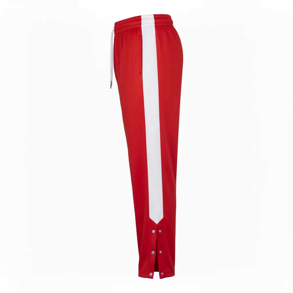 Custom Volleyball Warm Up Pant - Red, White - Warmup Pants Athletic Racing Stripe - Side View - HAMCO Sports Inc.