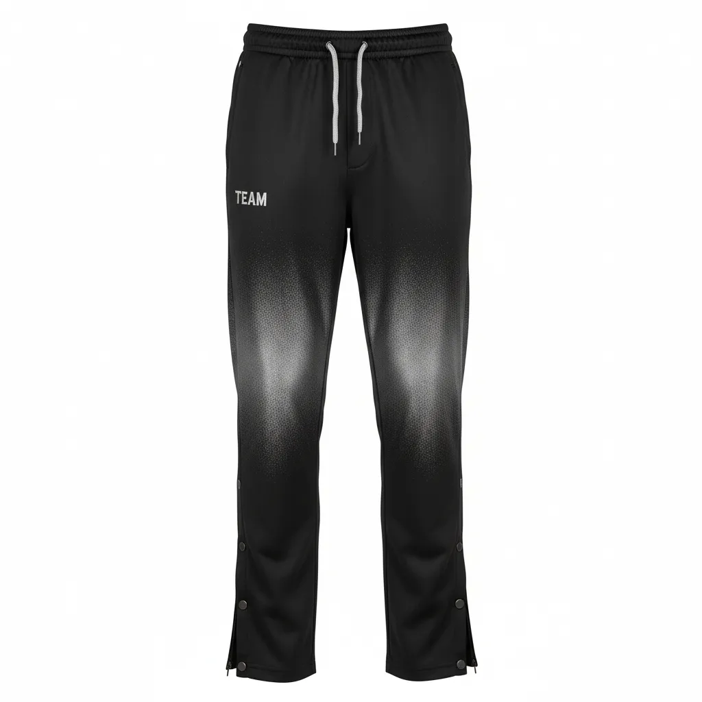Custom Volleyball Warm Up Pant - Black, Silver - Warmup Pants Metallic Fade - Front View - HAMCO Sports Inc.